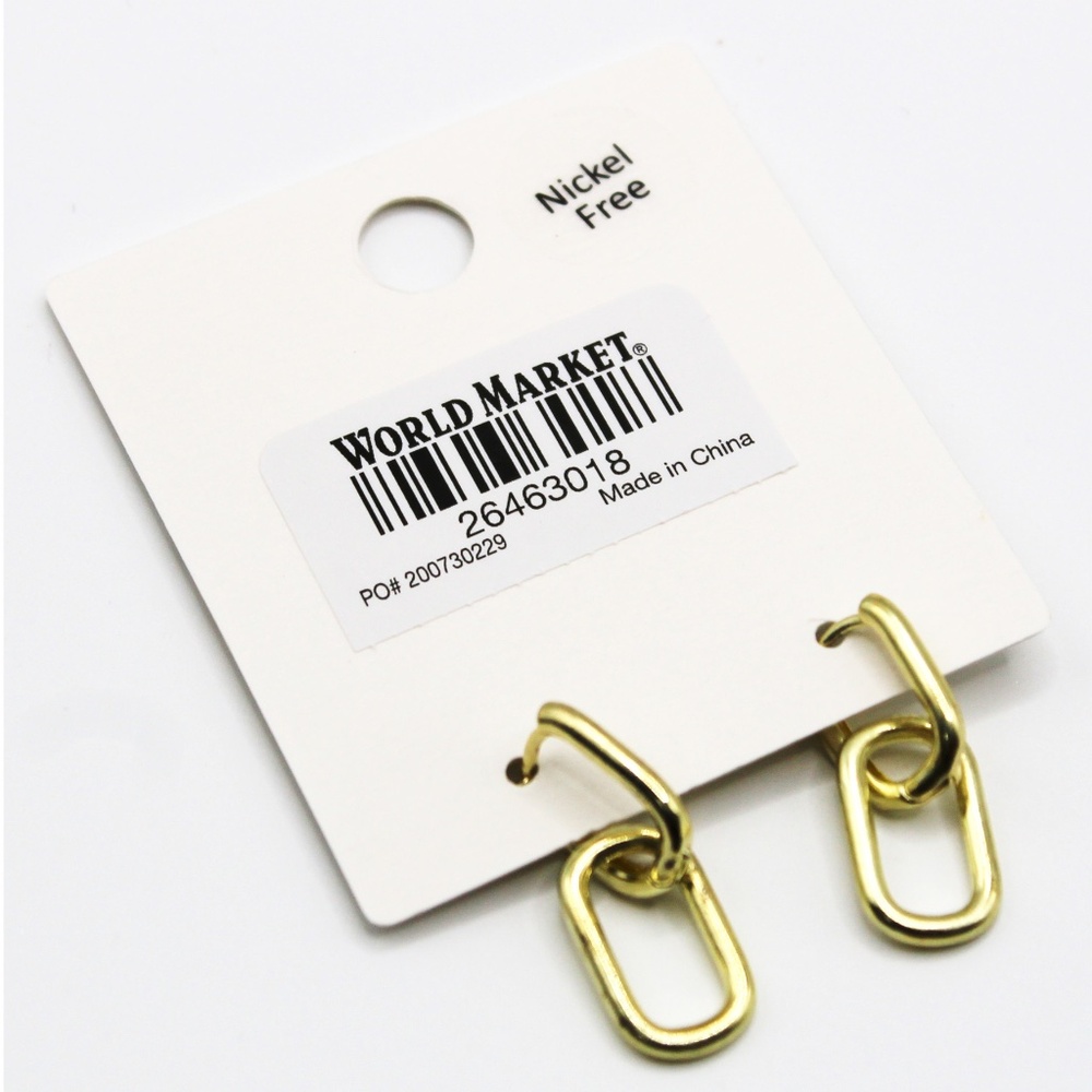 NWT Gold tone link hoop earrings - Picture 3 of 4